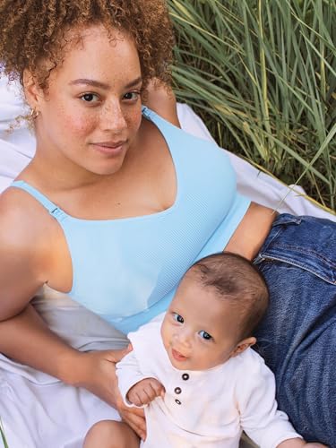 Image of MOMANDA Ribbed Longline Nursing Bras | Materntiy sleep bralettes, V neck, For breastfeeding, Comfort, For women