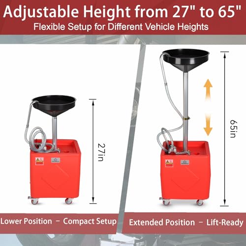 Image of FMCNMech 20 Gallon Oil Drain Container, 8 GPM 110V Electric Pump, Adjustable Oil Drain Tank with Funnel, Waste Oil Container for Automotive Oil Changes, No Air Compressor Required