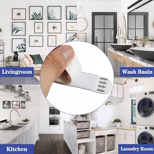 Image of LAKUMIQI 36-Pairs Picture Hanging Strips Heavy Duty, 72 Strips Sticky Picture Hangers for Wall, Smooth Surfaces, Painted Walls, Glass, Tiles, Metal, No Nails Damage No Tools Required