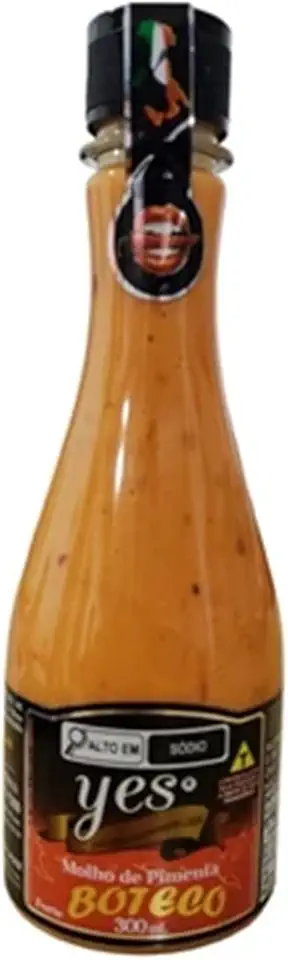 Yes Molho de Pimenta Boteco Defumada, 300ml, Artesanal, Sem Glúten, Base de Vinagre com Pimenta Vermelha, Pimentão e Especiarias