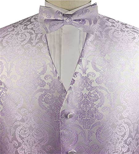 ME&SLEEVE Men's 4pc Classic Paisley Waistcoat Necktie Bowtie Pocket Square for Wedding Suit/Tuxedo2
