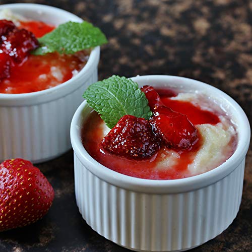 K BASIX 4.5 Oz. Porcelain Ramekins, Pudding Cups | Dipping Bowls | Souffle Dishes for Creme Brulee | Classic Style White Ramekins for Baking -Set of 6 - Oven Safe