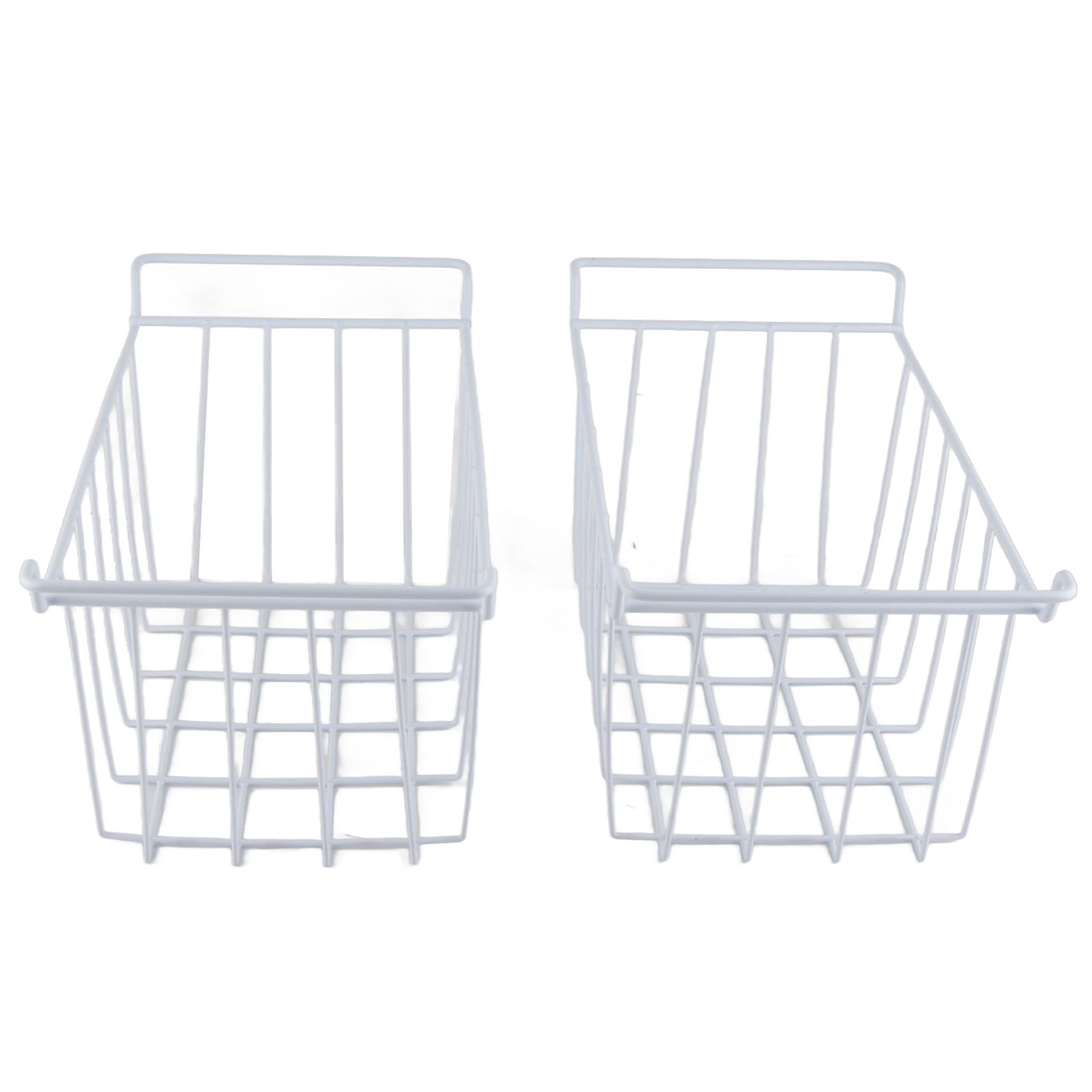 Dioche Organisateur de Rangement de Câbles de Congélateur, 2 Paniers de Congélateur Rectangulaires Blancs en Acier Inoxydable Antirouille pour Garde-manger (L 39 cm X L 20 cm X H 20 cm)