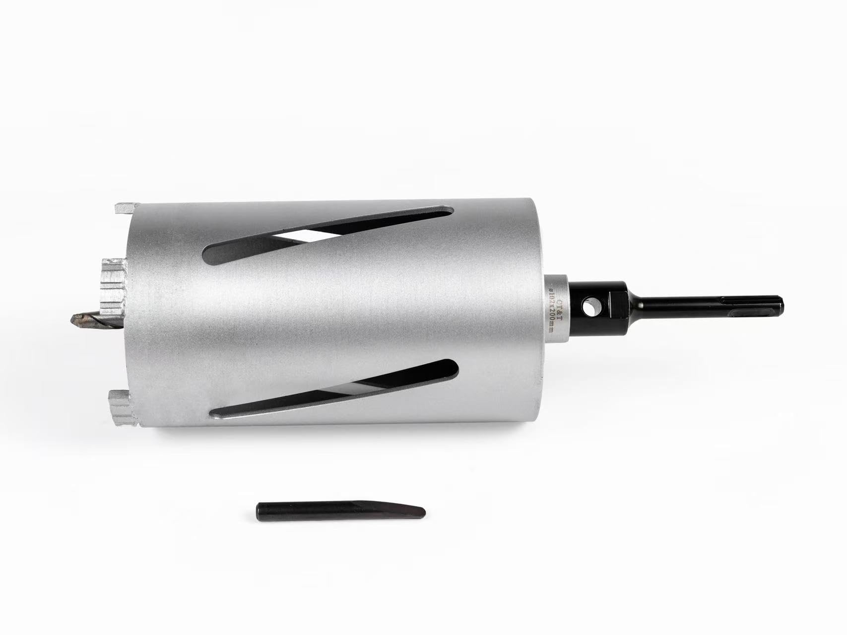 Corona de perforación de diamante, 120 mm x 200 mm, incluye adaptador SDS-Plus M22, rosca puntiaguda para martillo perforador, broca para hormigón, mampostería y piedra