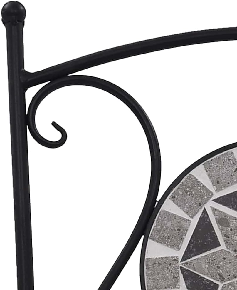 vidaXL Set of 2 Mosaic Bistro Chairs – Waterproof Ceramic Seat – Perfect for Garden, Patio & Balcony – Gray