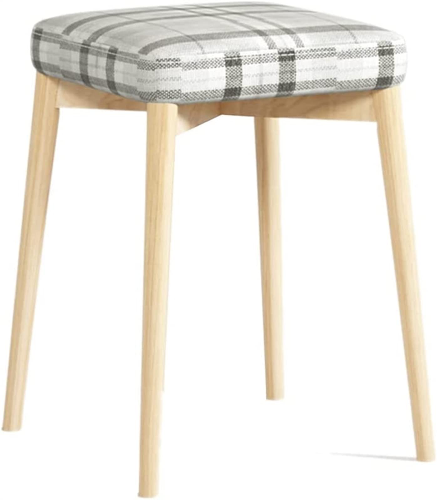 GRDDBZA Vanity Bench with Padded Cushion, Vanity Chair Benches Vanity Solid Wood Stools Restaurant Wooden Stool Wooden Makeup Stools Square Dining Stool Load-Bearing 160kg(E)