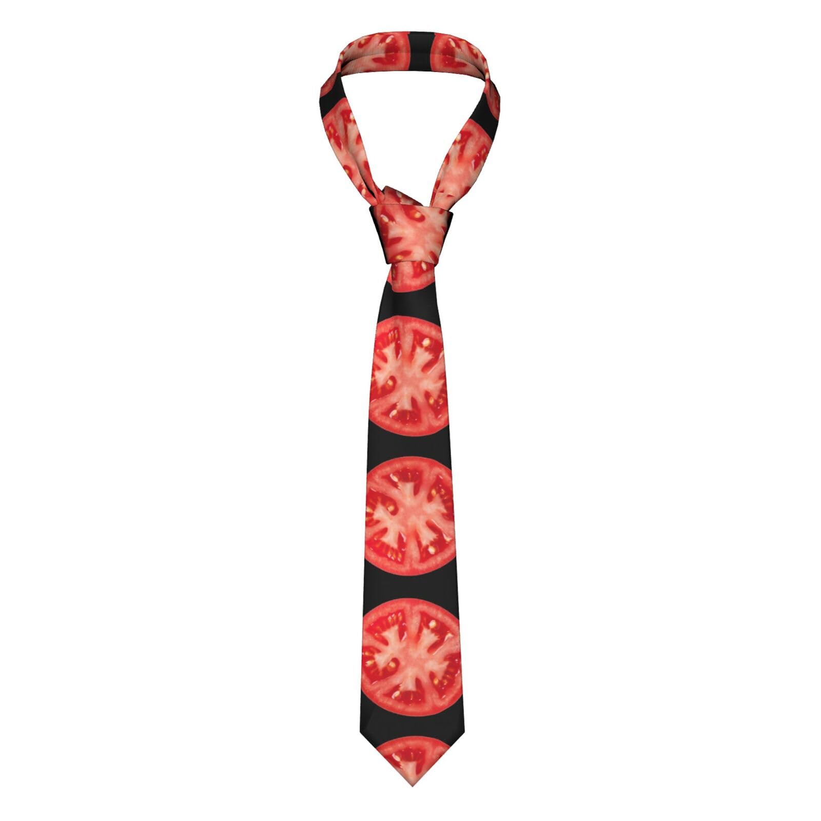 Fjqwklf Unisex Tomato Slice Men Ties Silk Neck Tie For Men Wedding Business Formal Neckties