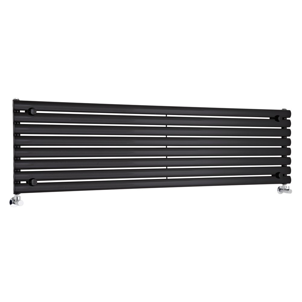 Milano Aruba Black Horizontal Single Oval Panel Radiator - 472mm x 1790mm