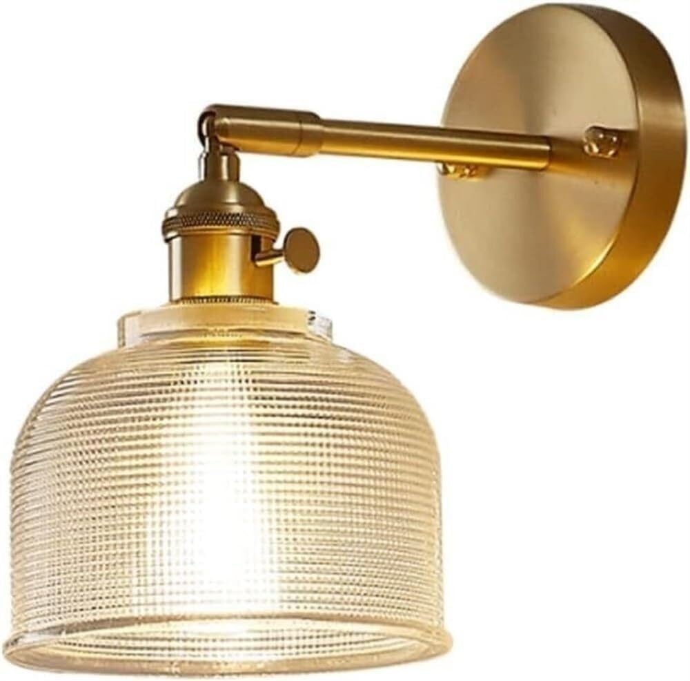 JKJZSALJ American Simple Wall Lamp Nordic Indoor Bedroom Wall Light H65 Brass Glass Home Wall Sconce Transmittance Glass Simple Dresser Mirror Up Down Wall Sconce Background Wall Bedr
