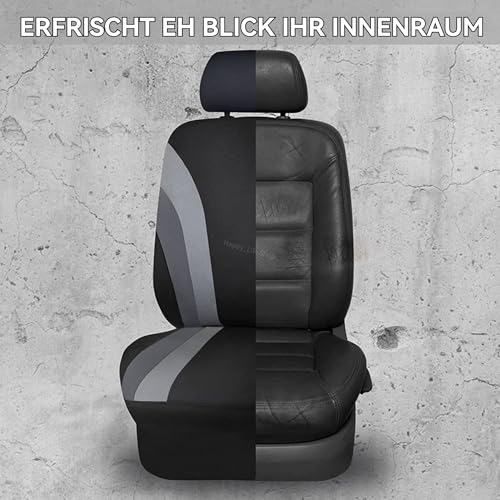 UUE Autositzbezüge Universal Fit Komplettset, Sitzbezüge Auto Universal Set (Vollständige Reihe, Grau und Schwarz), Auto-Schonbezüge für Normalsitze, 2 Vordersitzbezüge, 1 Rücksitzbezug