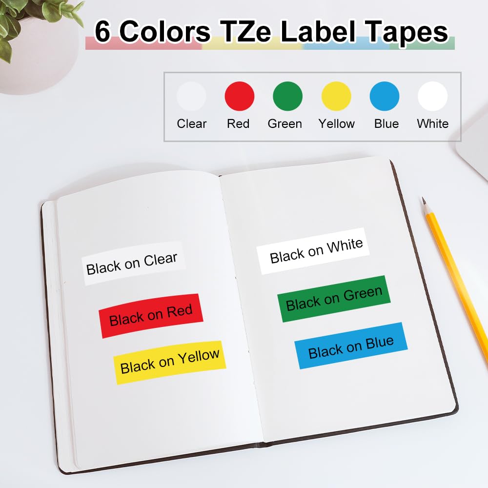 Labelwell 24mm x 8m Nastro per Etichette per Brother TZe-251 TZe-151 TZe-451 TZe-551 TZe-651 TZe-751 TZe 24mm Laminato Nastri per P-touch PT-D600VP PT-P900W PT-P710BT H500 PT-P750W E550WVP D600, 6 Pz