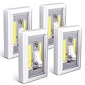 VIBELITE Closet Light, Battery Operated Switch Light, Tap Light, Touch, Push Night Lights, Wall Wireless Mount Under Cabinet, Shelf, Shed, Kitchen, Garage, Attic, RV, Lighting Installations (4-Pack)