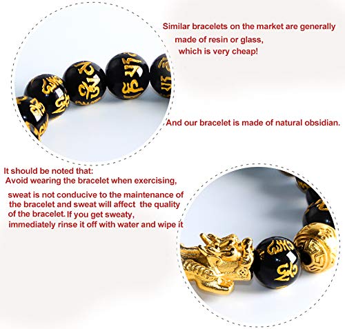 VStoy Black Pi Xiu Bracelet Feng Shui Obsidian Wealth Bracelet for Women Men Adjustable Elastic Send adjustment rope - Image 3