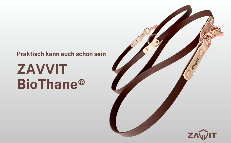Original Biothane® Hundeleine 2m - Verstellbar, Wasserfest & Robust, mittel-große und kleine Hunde, Scherenkarabiner Bruchlast 160 kg (Braun/Creme/Rosegold)