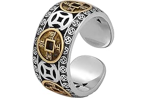 Feng Shui Ring Anillo Mantra Good Luck, Fortune, and Wealth Adjustable Mantra...