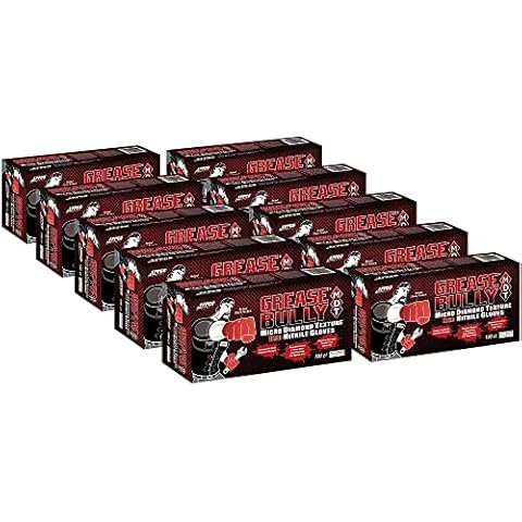 EPPCO Grease Bully 7-Mil Red Nitrile Gloves Disposable Powder Free, Latex Free Textured Superior Grip Glove for Mechanics, Auto-motive, Industrial Work, Large, Case of 1000 Cover