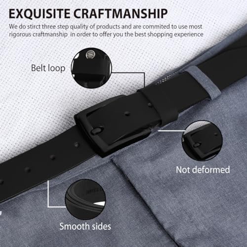 Image of HAYES LONDON Belts for Men Leather Original, Formal & Casual Leather Belt with Solid Metal Curved Buckle