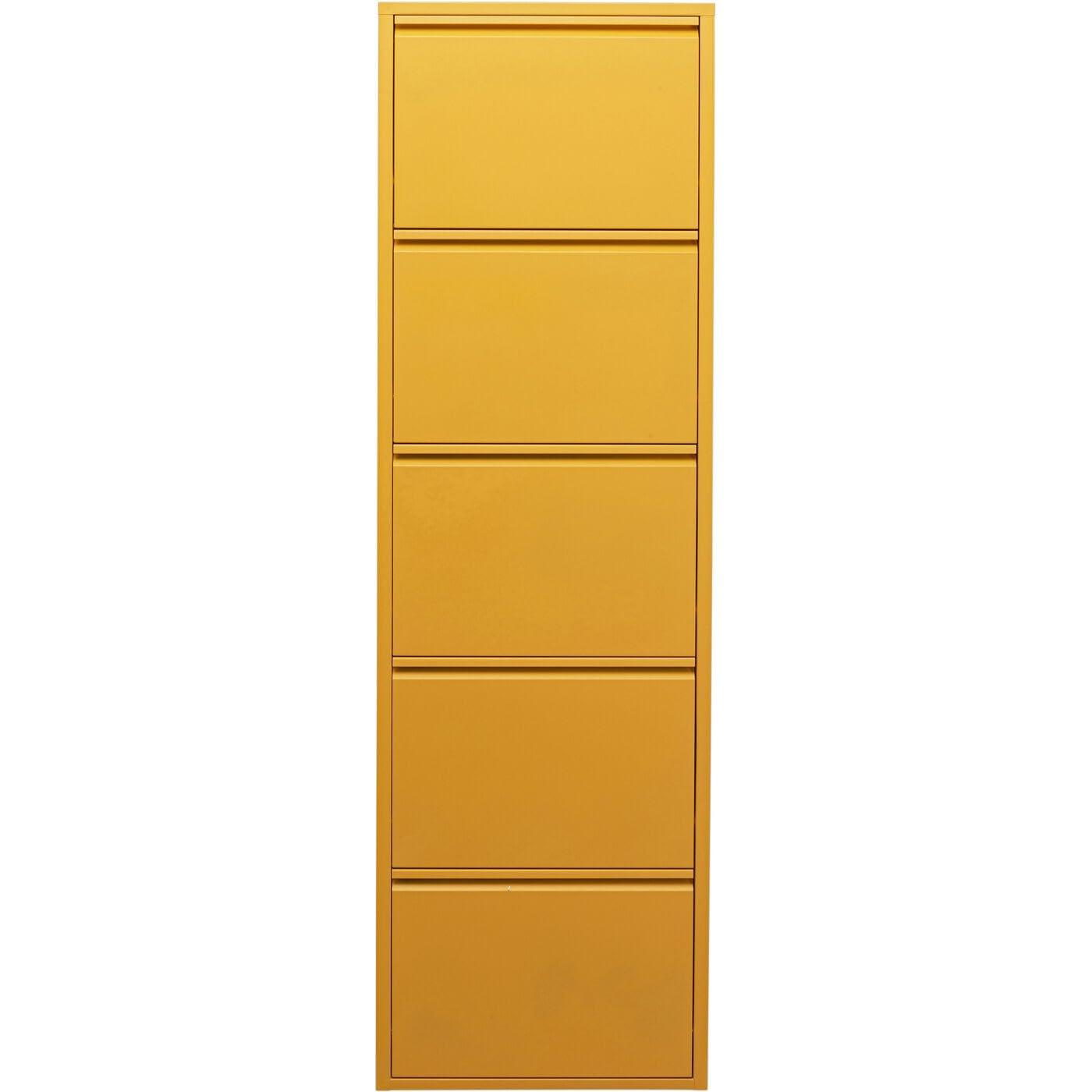KARE Design Caruso Shoe Cabinet 5, Yellow, 170x50x15 cm, Wall-Mounted Shoe Tipper, Flip Compartments, Dust Protection, Load Capacity 10 kg, Slim Steel Storage, Modern, Hallway โ image 1