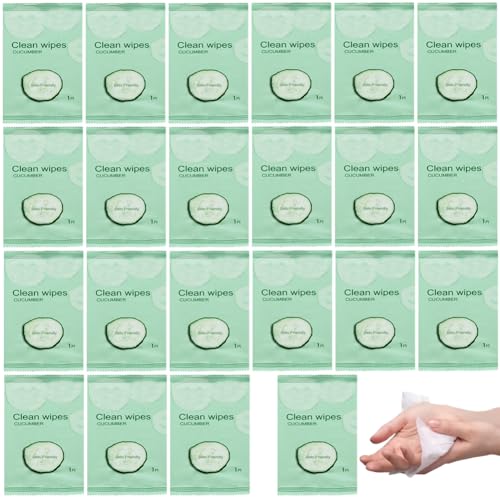 Paquete de 50 toallitas húmedas de lujo envueltas individualmente para manos y caras; toallitas desmaquillantes suaves y suaves; toallitas limpias, multiusos, respetuosas con la piel, para viajes