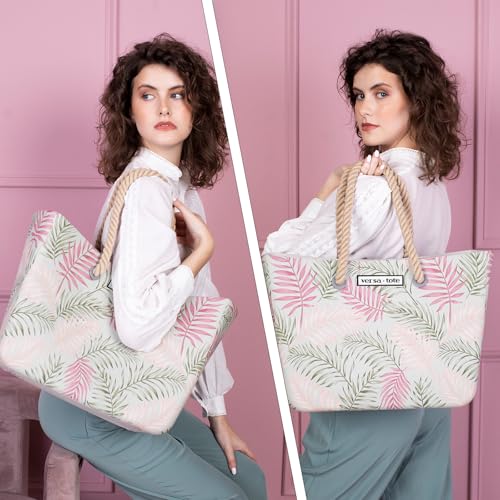 CARRIE Printed Large Rubber Beach Bag Lightweight Waterproof Washable Durable Travel Tote for Boat Pool Sports Gym2