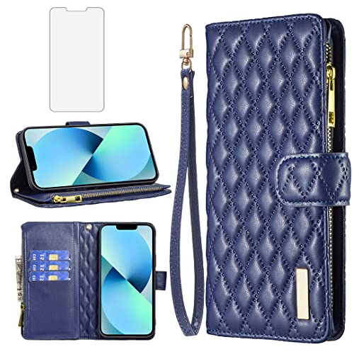 Porte-cartes iPhone 13 Pro cuir bleu Asuwish idéal pour vos sorties