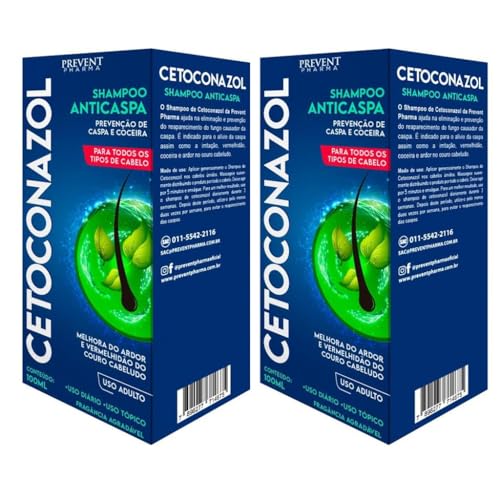 Kit 2 Shampoo Cetoconazol Prevenção Anticaspa Coceira Vermelhidão 100ml Prevent Pharma
