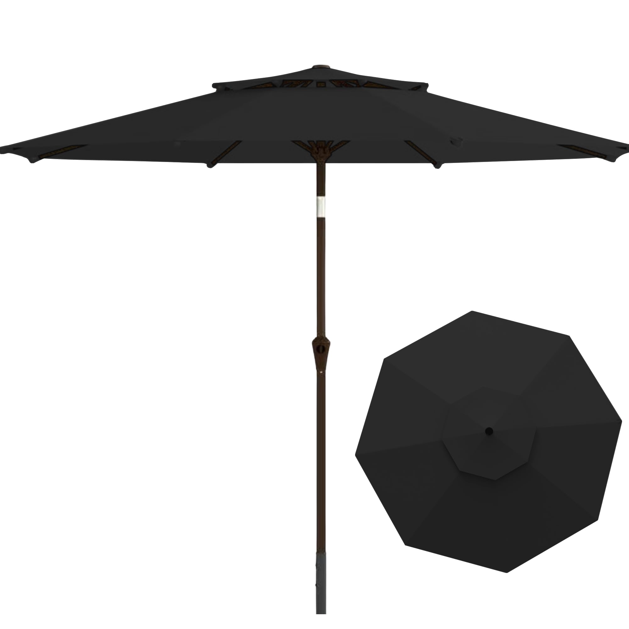 9ft patio umbrella 2-tier outdoor market table umbrella with push-button tilt & crank | upf 50+ & waterproof for backyard,garden,pool,deck(black)