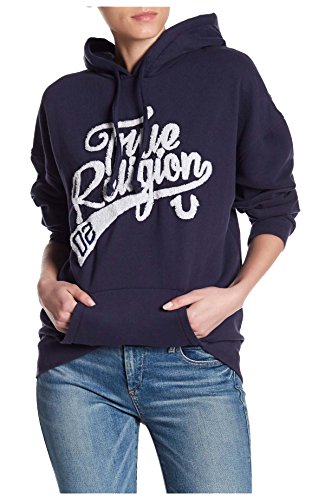 True Religion Women's Athletic Boyfriend Hoodie in True Navy (Medium)