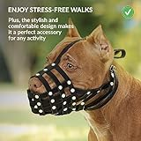 CollarDirect Pitbull Hundemaulkorb Leder Amstaff Maulkörbe Staffordshire Terrier Sicherer Korb (Braun)