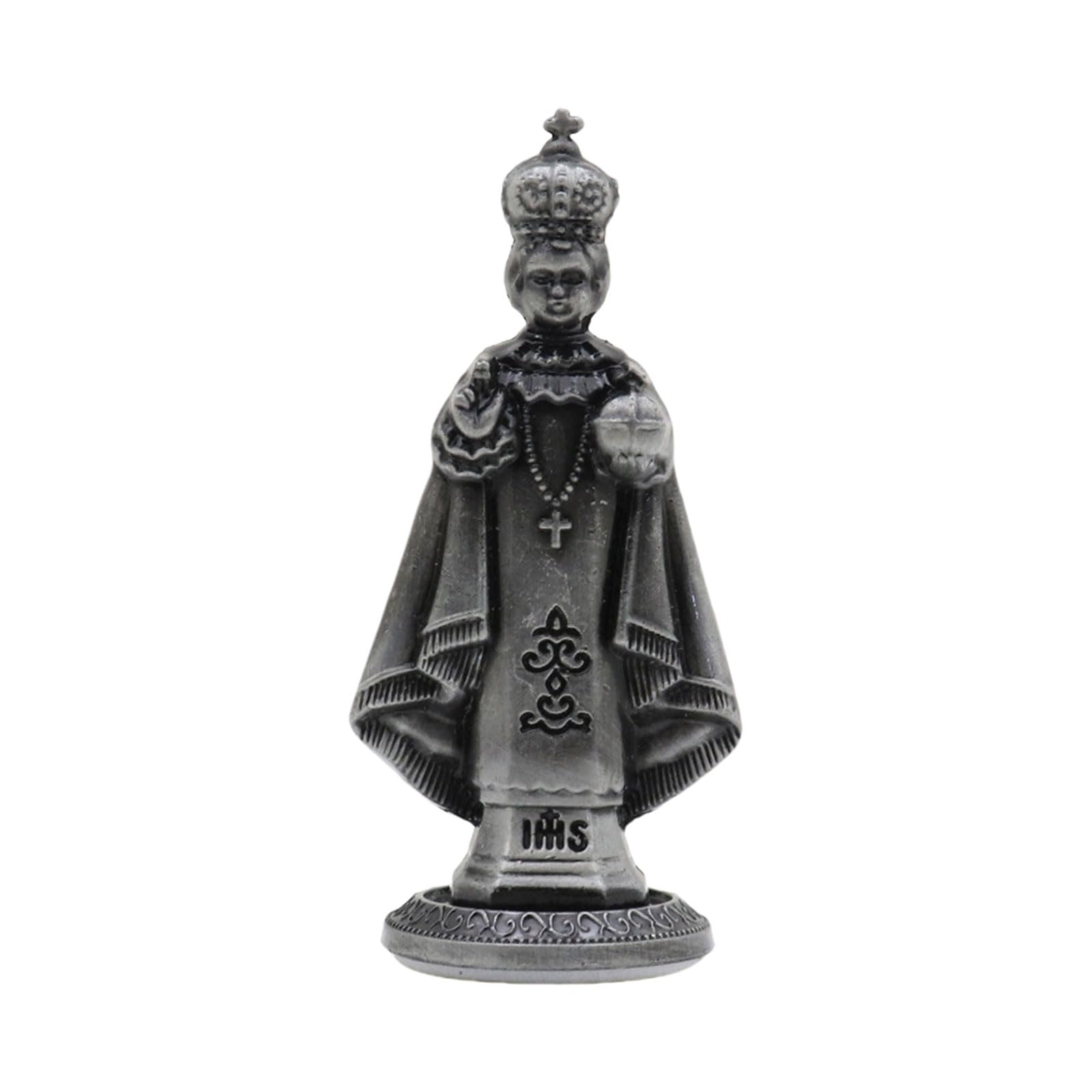 Nucelit Antique Metal Standing Maria Figurine Catholic Miniature Statue Religious Ornament for Tabletop Decors Tabletop Decors