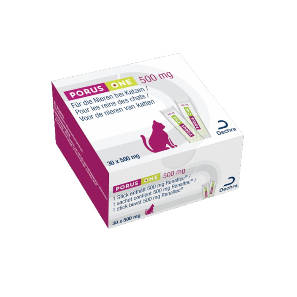 Porus ONE | 3er Pack | 3 x 30 x 500 mg | Proteinreduziertes Ergänzungsfuttermittel für Katzen | Für Katzen mit Nierenproblemen | Zur Reduktion eines Anstiegs urämischer Toxine