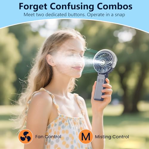 HandFan 5200mAh Handheld Misting Fan with Portable Charger, 34ml Water Tank, Rechargeable PersonalFan, Spray Water Mist Fans, Electric Mini Hand Fans for Beach Travel Outdoors - Image 3
