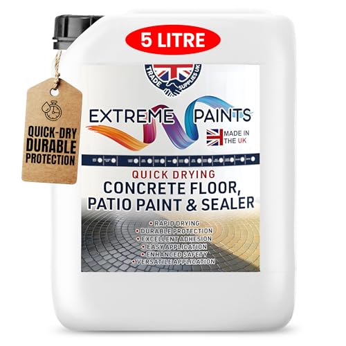 TRADE SUPPLIES UK - Extreme Quick Drying Concrete Floor Patio Paint & Sealer - Water Based Durable & long Lasting - Industrial & Domestic Spaces - Dark Grey 5L