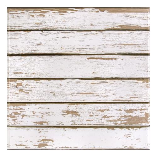 Commomy 10 Piezas Paneles de pared 3D Efecto Madera Blanco, Autoadhesivos, 30 x 30 cm, Revestimiento de Paredes Madera PVC Pared Salon Dormitorio Interiores Paneles decorativos Pareds