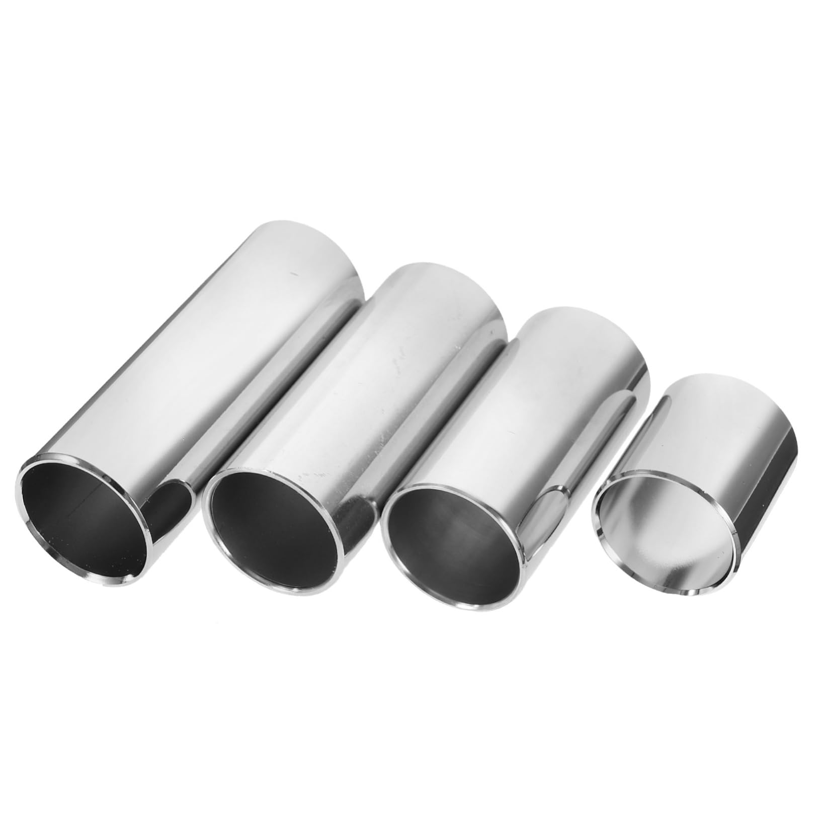 Holibanna 4Pcs Stainless Steel Guitar Slides for Acoustic Electric Guitars Finger Protector Rings for Beginners Pros