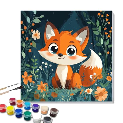 GOUGOUFAFA Malen Nach Zahlen Kinder mit Rahmen, Malen nach zahlen kinder ab 5 6 7 8 9 10 Jahre, Malset mit Rahmen, Pinsel und Acrylfarben, Geschenk für Mädchen und Jungen, Gerahmte Leinwand 20x20cm