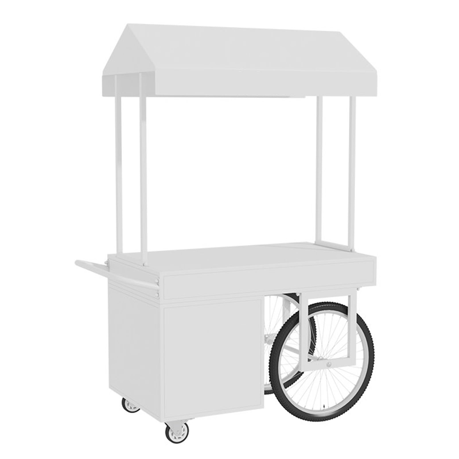 Portable Mobile Dining Cart with Canopy And Storage Box, Sturdy Metal Frame, for Snacks, Coffee, Desserts, Load 500kg/1100lbs(White,140cm/55in)
