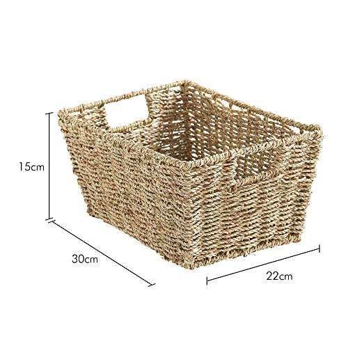 VonHaus Seagrass Storage Baskets, Set of 4 Hand-Woven Display Hampers - Bathroom Storage Baskets for Shelves - Nesting Natural Woven Seagrass Organiser w/Handles for Bedroom & Home Office - Cosy Home Interiors VonHaus Seagrass Storage Baskets, Set of 4 Hand-Woven Display Hampers - Bathroom Storage Baskets for Shelves - Nesting Natural Woven Seagrass Organiser w/Handles for Bedroom & Home Office - Image 3
