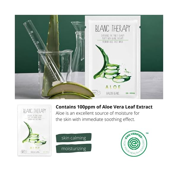 BALLONBLANC-Therapy-Relaxing-Self-Care-Face-Facial-Mask-Sheet-Set-Infused-with-Aloe-Tea-Tree-Avocado-Vitamin-Honey-Egg-White-Skin-Nutritional-Face-Masks-for-Women-Ballon-Blanc-Korean-Skin-Care BALLONBLANC | Blanc Therapy Premium Sheet Masks | Relaxing Spa Self Care Gifts | Moisturizing Aloe and Vitamin, Skin Nutritional Korean Facial Masks for All Skin Types | 6 Masks