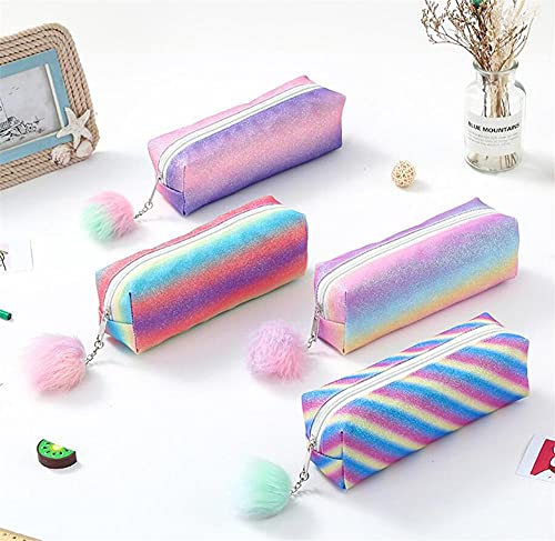 DUORUIMI Rainbow Pencil Case Pen Bag Holder Large Capacity with Glitters Office School Organizer Storage for Students Girls - Image 2