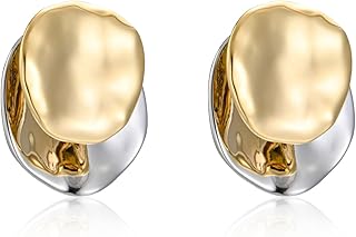 ABILITH Gold and Silver Hoops Earrings,Two Tone Earrings for Women,Mix Color Chunky Studs,Hypoallergenic Earrings for Teen