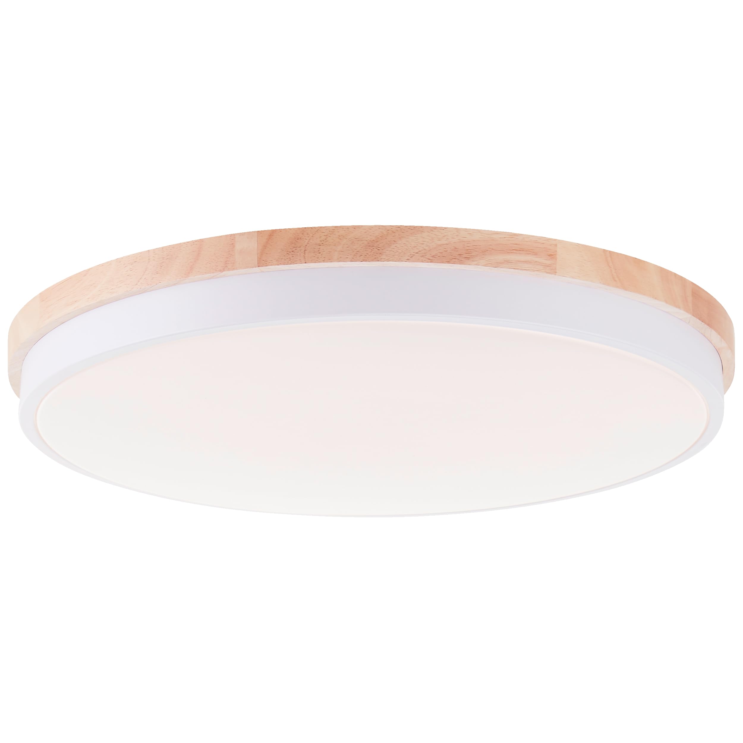 Aplique y plafón LED brillante con mando a distancia y CCT (3000 K - 6500 K) y marco de madera marrón claro de árbol de caucho | Ø 50 cm | 36 W | 4500 lm | fabricado en/plástico/metal/madera