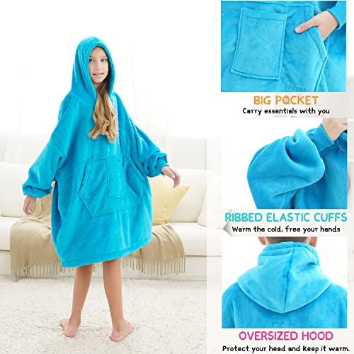 REDESS Blanket Hoodie Sweatshirt, Wearable Blanket Oversized Sherpa with Sleeves and Giant Pocket, Cozy Hoodie Warm for Adult Kids - Image 2