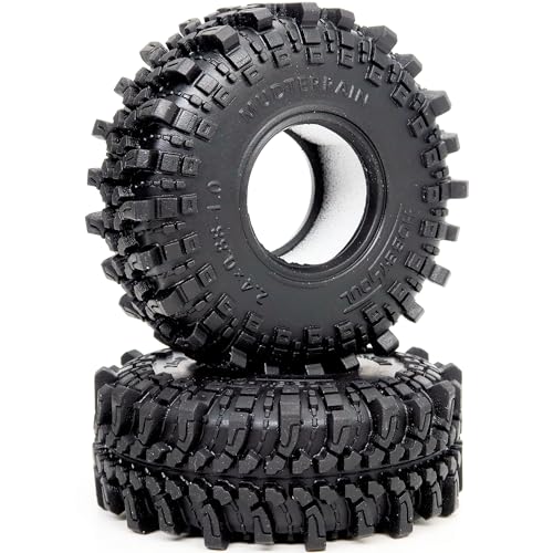 HOBBYSOUL 2pcs 1.0 Tires 61 * 22.4mm Soft Sticky Mud Crawler Tyre For RC 1/18 TRX4M 1/24 SCX24 AX24 FCX24 Enduro24 Upgrades, (2-Pack)