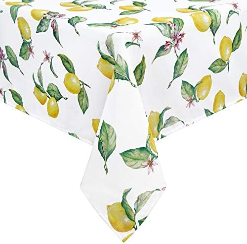 Lemon Tablecloth, Yellow Lemons Table Cloth for Spring Summer, Waterproof Wrinkle Free Tablecloth for Kitchen Dining Room Picnic Party Banquet, Outdoor Indoor Use Tablecloth, Rectangle 60 x 84 inch