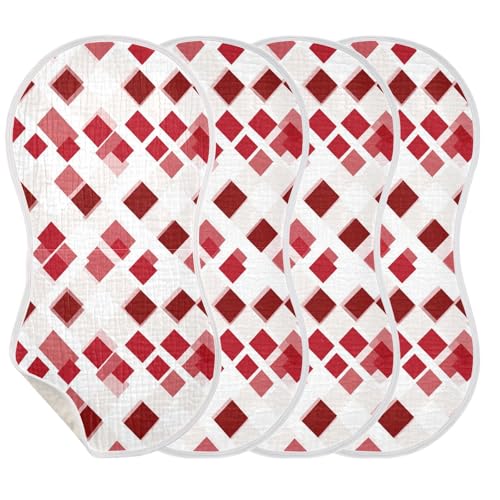 Geometic White Red Cotton Baby Burp Cloth Soft and Absorbent Feed Cloth for Unisex Babies Set of 2, 22x11in3