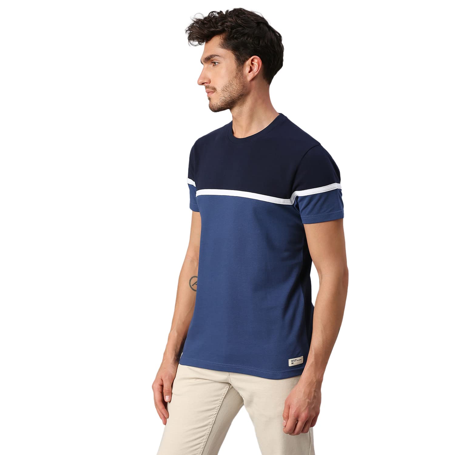 Dennis Lingo Camiseta de algodón puro para hombre, media manga, cuello redondo