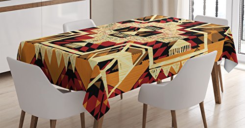 Ambesonne Arrow Decor Tablecloth, Native American Inspired Retro Aztec Pattern Mod Graphic Design Boho Chic Art Print, Dining Room Kitchen Rectangular Table Cover, 60" X 84", Cream Merigold #TOP1