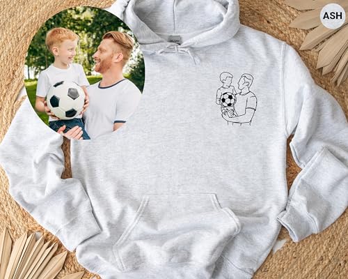 Custom Dad Hoodie Portrait from Photo Sweatshirt Personalized Gift for Dad Father’s Day Hoodie Birthday Gifts For Him Outline Sweatshirt From Daughter for Dad Multicolor4