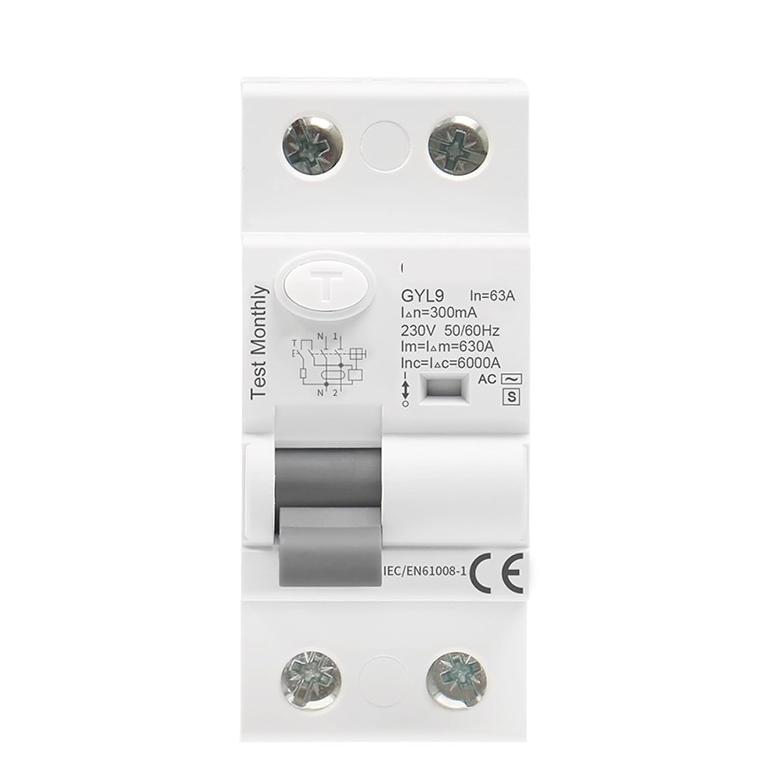 AWWVRLMM GYL9 AC-S Type Time Delayed RCD RCCB ELCB Delay Electromagnetic 1Pcs(AC-S 2P 63A,100mA)